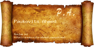Paukovits Ahmed névjegykártya